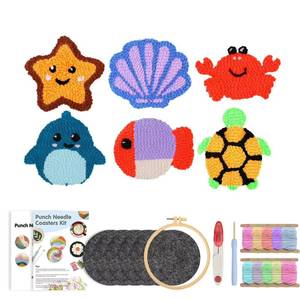 Kit de bordado para adultos y niños: Base de tela para posavasos con aguja mágica para punto de cruz y costura - Product Image 5