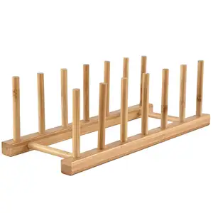 Деревянные бамбуковые подставки для тарелок держатель сушилка держатель для хранения кухонного шкафа органайзер для мисок, чашек, разделочной доски