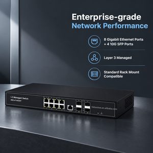 สวิตช์เครือข่ายแบบจัดการ L3 8 พอร์ต Gigabit RJ45 + 4 พอร์ต 10G SFP+ สวิตช์อีเธอร์เน็ตแบบจัดการสำหรับการรวมเครือข่ายองค์กร - Product Image 1