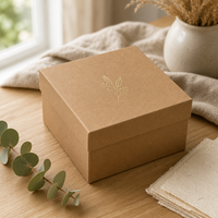 Boîte cadeau en papier kraft rigide avec couvercle et base, logo personnalisé, écologique, luxe, emballage en carton brun, boîte en deux parties, vente en gros