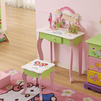 Coiffeuse de maquillage pour filles, rose, style princesse, avec miroir, Table de toilette, couronne et miroir