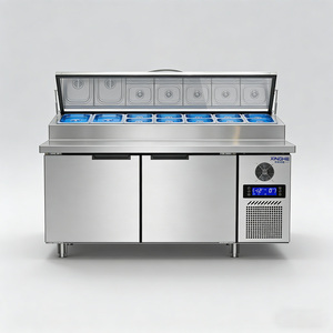 <span class=keywords><strong>Table</strong></span> de préparation commerciale en acier inoxydable pour salades, réfrigérateur de préparation pour sandwichs et pizzas à 2/<span class=keywords><strong>3</strong></span> <span class=keywords><strong>portes</strong></span>, refroidi par air, avec bacs GN, taille personnalisée OEM - Product Image 5