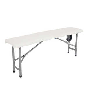 HONGQIAO 118CM 4FT bianco HDPE panca Park campeggio panca sgabello piccolo pieghevole a metà campeggiatori panca all'aperto - Product Image 1