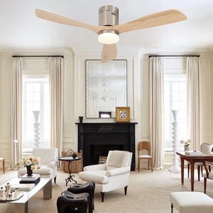 พัดลมเพดานไม้จริงสีนิกเกิลขัดเงา, พัดลมติดเพดานโครเมี่ยมหรูหรามี3ใบมีด - Product Image 4