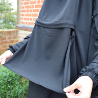 Robe de maternité islamique modeste 2 pièces pour jilbab noir fermeture éclair d'allaitement en polyester pour les musulmans