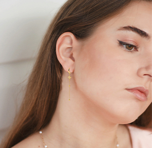 Pendientes de Aro Modernos con Borla Larga de Plata de Ley S925 con Estrella de Ocho Puntas para Mujer - Product Image 5