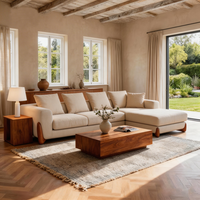 Canapé modulaire élégant et luxueux en tissu beige moderne, revêtement contemporain en tissu crème