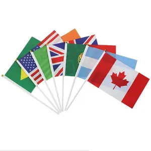 Banderas de mano pequeñas personalizadas para todos los países, mini banderas de Estados Unidos con poste, 5x8 pulgadas