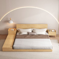 Lit superposé japonais moderne et simple, couleur crème, avec armoire latérale de rangement et design à panneaux, écologique, idéal pour les petits appartements et salons.