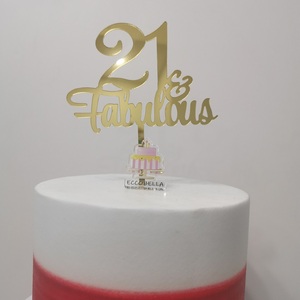 ECCOBELLA Favoloso Topper per Torta in Acrilico Dorato a Specchio, <span class=keywords><strong>Elegante</strong></span> Decorazione per Torta Riutilizzabile '<span class=keywords><strong>Buon</strong></span> <span class=keywords><strong>Compleanno</strong></span>' 11x14cm, Stampa UV - Product Image 3