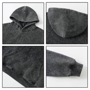 定制徽标男女通用 100% 棉质连帽衫超大号酸洗 350G 复古水洗厚实厚重休闲套头运动衫 - Product Image 6