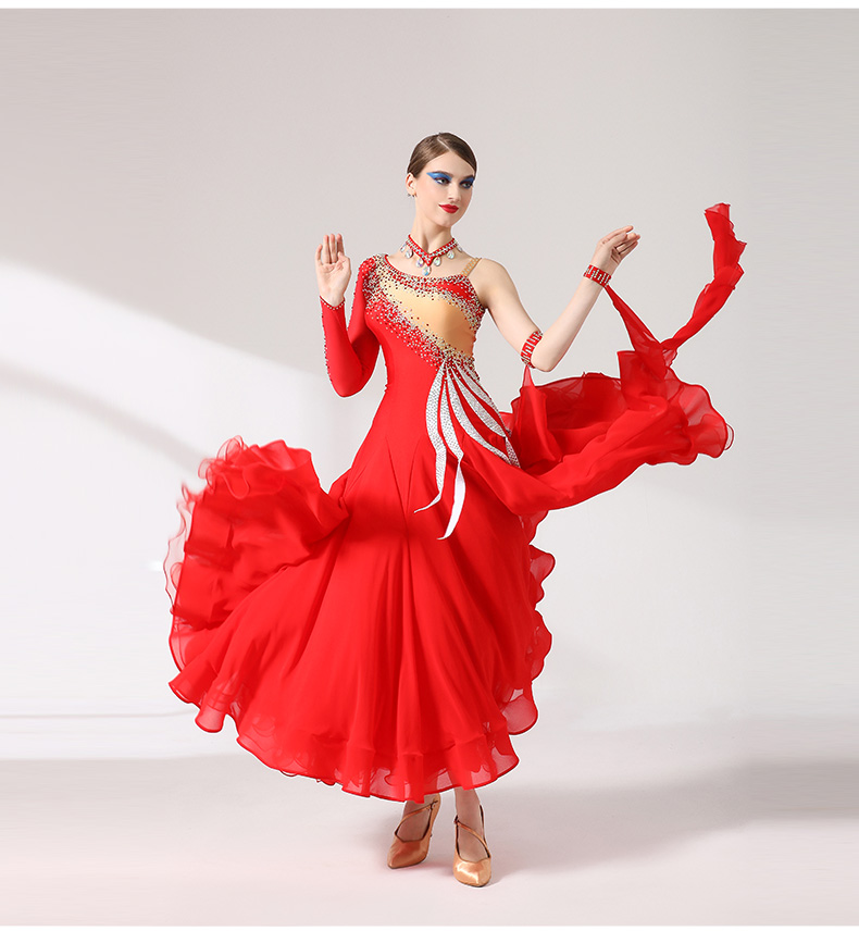 red dance dress women Girls ballroom dance dress by ZYM Dance Style style 2366 Kids Wine Red