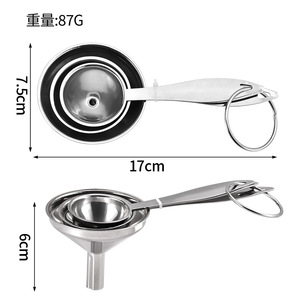 Stainless Steel Long Handled Funnel 3 Piece Set For Kitchen Oil Wine Straining Silver - Product Image 2