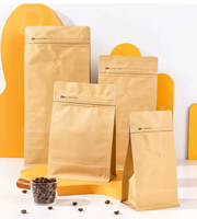 Sacs en papier kraft brun et blanc de 250g, 500g, 1kg avec valve de fermeture, sac épais en aluminium résistant à l'humidité, fermeture éclair, sachets pour thé et café