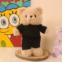 Peluche ours mignon en robe rayée, jouet en peluche en coton PP super doux, maille brodée, cadeau d'activité scolaire, anniversaire pour le stress