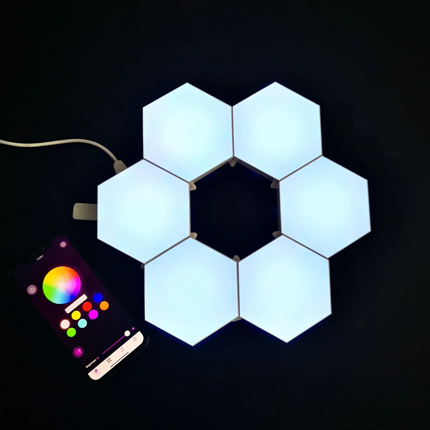 Tehoi DIY Irama Musik Sinkronisasi Smart LED Hexagon Lampu Panel Aplikasi Dikendalikan Hiasan Dinding Honeycomb Modular Quantum Lampu Rumah
