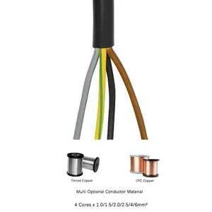 Personalizar ignífugo RVV Flexible PVC 2 3 4 5 núcleos Cable 1 1,5 2,5 4 6mm2 Cable de múltiples núcleos Cable de alimentación Cable eléctrico