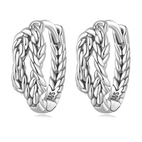 Nouveauté Boucles d'oreilles créoles pour femme, style occidental minimaliste unique, Hip Hop, géométriques, en argent sterling S925 massif, vente en gros