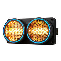 Luz de escenario LED COB de 200W con 2 ojos, efecto cegador, luz estroboscópica de 6x30W con tira RGB, DMX512, luces Par retro