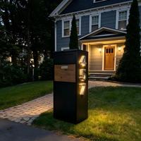 Modernes Design Solarbetriebener Eisen-Briefkasten für Außenbereich Wasserdicht Korrosionsbeständig Freistehender Briefkasten für Haus und Garten