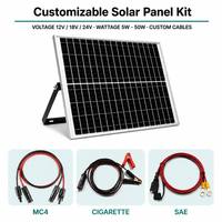 Panneau solaire polycristallin 10W 20W 12V avec longueur de câble personnalisée et trous de fixation pour système de surveillance du flux de circulation
