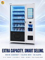 Distributeur automatique de snacks à écran tactile, cabinet principal + boîtier secondaire, 66 compartiments, 4G WiFi, porte entièrement vitrée pour bureau