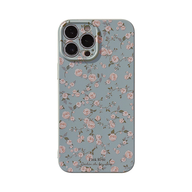 Korean Retro Floral Phone Case for iPhone 16 15 14 Pro Max 13 12 Soft Silicone Shockproof Protective Back Cover Original Design