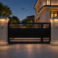 Puerta Corredera Automática de Lujo Estilo Francés para Villa, Puerta de Seguridad Eléctrica para Patio Exterior y Entrada de Vehículos con Control Remoto para Hotel o Centro Comercial