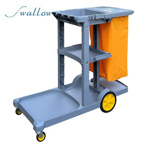 Swallow H0323 Hochwertiger Reinigungswagen 3-stöckiger Manueller PP-Wagen auf Rädern mit Hotel-Reinigungszubehör - Product Image 1