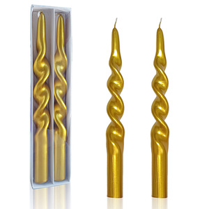 2pcs/pack Multicolor Twisted Unscente Drip Less Smokeless <strong>Gold</strong> Spiral Taper <strong>Candles</strong> <strong>Sticks</strong> for Wedding DInner Decoration - Product Image 1