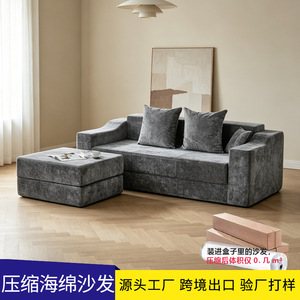 Gray Modular <b>Sofa</b> <b>Bed</b> With Ottoman Foam Filling Living Room Furniture For <b>Small</b> Apartments - Product Image 4