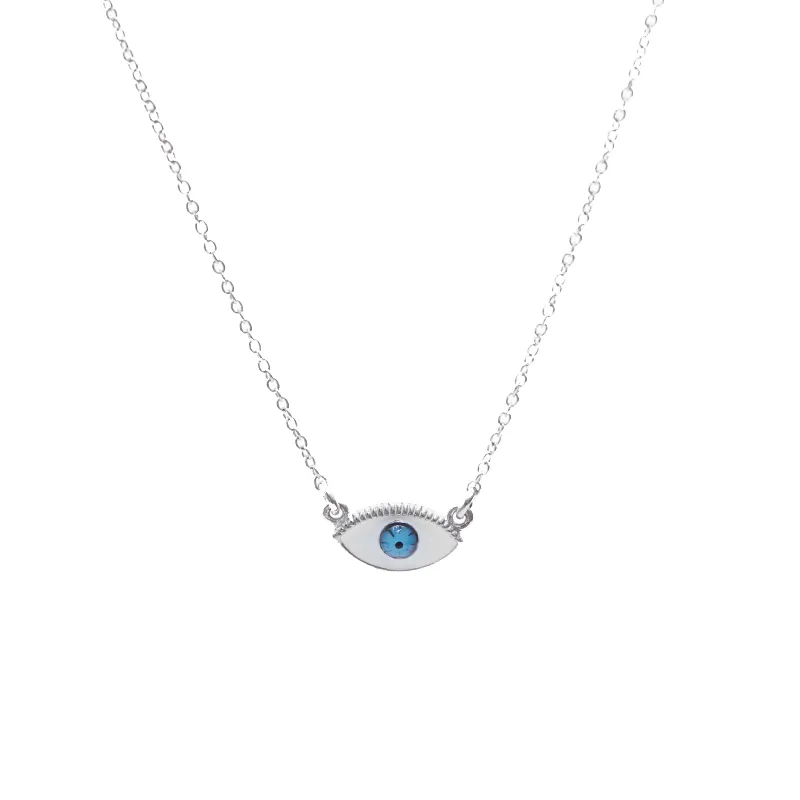 Wholesale enamel Turkish blue eyes evil spirits fine chain collarbone chain 925 silver devil's eye necklace female jewelry gift