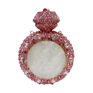 Round Crystal Perfume Bottle for Women Bling Rhinestone Disco Shoulder Bag Chic Wedding Guest Evening Bag - Product Image 4