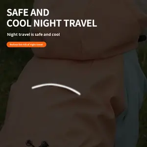 Yansıtıcı Küçük Köpek Tam Vücut Su Geçirmez Yağmurluk, D Halkası ve Bacak Bantları ile, Renk Bloklu Evcil Hayvan Yağmurluğu - Product Image 4