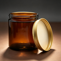 Pot en verre ambré de 100 ml, 250 ml, 500 ml avec couvercle doré