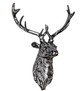 ประติมากรรมหัวกวางเรนเดียร์เขากวางเงินชุบนิกเกิลตกแต่งบ้านสวนสไตล์คริสต์มาสรูปปั้นกวางตกแต่งผนังงานฝีมือ - Product Image 1