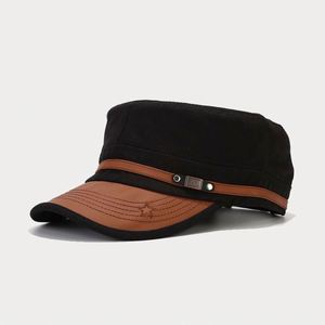 Wholesale PU Leather <b>Flat</b> Top Baseball <b>Cap</b> Twill Camp Hat Curved Brim Bill Women Outdoor Casual Sun Sport <b>Cap</b> for <b>Men</b> - Product Image 2