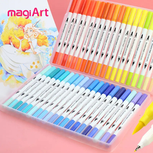 Màu đánh dấu kép tip nước dựa trên fineliner & bàn chải vẽ bút tốt tip nước màu bàn chải bút thiết sợi nghệ thuật đánh dấu bút - Product Image 3