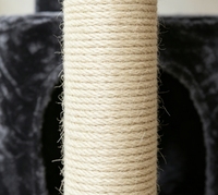 Arbre à chat tout-en-un avec maison cachette, deux perchoirs, griffoir avant en sisal, plusieurs poteaux en sisal, pour le repos et le tranchage des griffes de votre animal