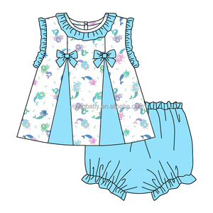 Set di <span class=keywords><strong>abbigliamento</strong></span> personalizzato per ragazze stile dolce senza maniche Top Design a fiocco 2 pezzi abiti corti comodi in tessuto <span class=keywords><strong>abbigliamento</strong></span> per ragazza - Product Image 5