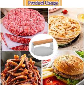 Presse à hamburgers en acier inoxydable de 5,5 pouces, ronde, avec poignée en bois, pour barbecue et usage en cuisine - Product Image 6