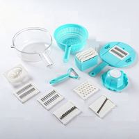 Set Peralatan Dapur Ramah Lingkungan: 12 Pisau Manual Stainless Steel untuk Memotong Buah & Sayur, Dilengkapi Parutan dan Chopper