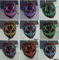 Masque de marche fantôme en PVC noir en forme de V, style punk, lumineux LED, phosphorescent pour Halloween, transfrontalier - En stock