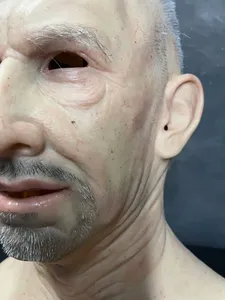 قناع سيليكون واقعي لرجل عجوز بشعر رمادي، قناع كامل للرأس مناسب لأدوار الهالوين والخدع - Product Image 5