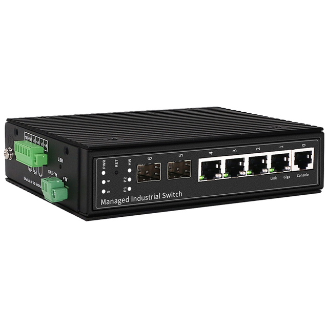 Industrial PoE Switch FTTH Use IEEE802.3af/at DIN-Rail 4-Port 2SFP Gigabit Managed Ethernet Switch TCP Fiber Optic