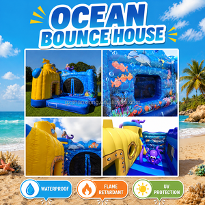 <span class=keywords><strong>Castillo</strong></span> Inflable Comercial con Temática Oceánica, <span class=keywords><strong>Castillo</strong></span> Submarino Inflable para Fiestas Infantiles en el Patio Trasero, con Tobogán - Product Image 2