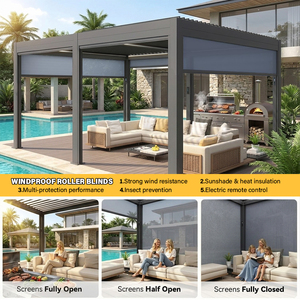 <span class=keywords><strong>Pergola</strong></span> autoportante motorisée en aluminium avec persiennes réglables Porte coulissante en verre étanche au vent Bioclimatique Télécommande <span class=keywords><strong>à</strong></span> LED - Product Image 3