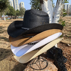 Sombrero Vaquero de Paja de Papel para Hombre Estilo Americano Western de Texas con Ala Moldeable de Cubierta Dura y Cuerno Largo Tipo Cattleman <span class=keywords><strong>Boa</strong></span> México - Product Image 1