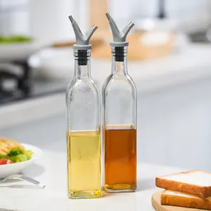 500ml quadrato bottiglia di olio d'oliva bottiglia di olio da cucina bottiglie di olio d'oliva dispenser di vetro set con versare beccuccio