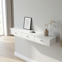 Étagère flottante murale en bois blanc, rangement mural, 3 tiroirs, organisateur rectangulaire 80x15x10cm, multifonctionnel, cuisine, salon